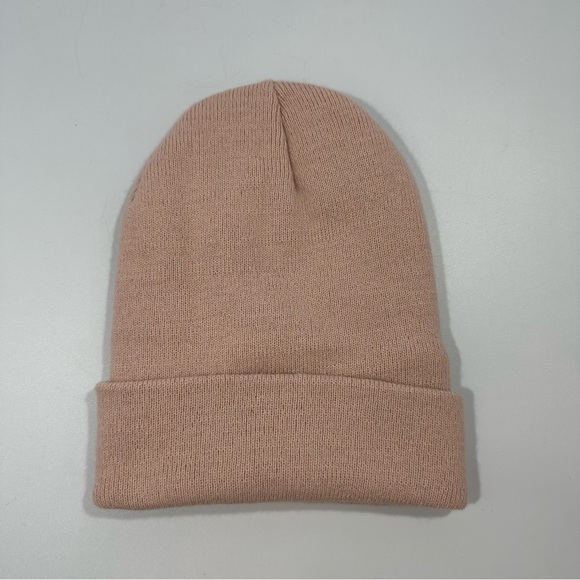 Ariat Blush Pink Knit Beanie with Metallic Gold Rhinestone Crystal Accents - Picture 4 of 7